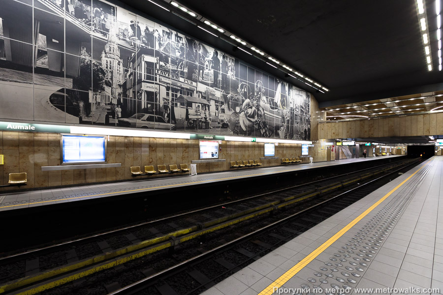 Станция Aumale [Ома́ль] (линия 5, Брюссель). Вид по диагонали.