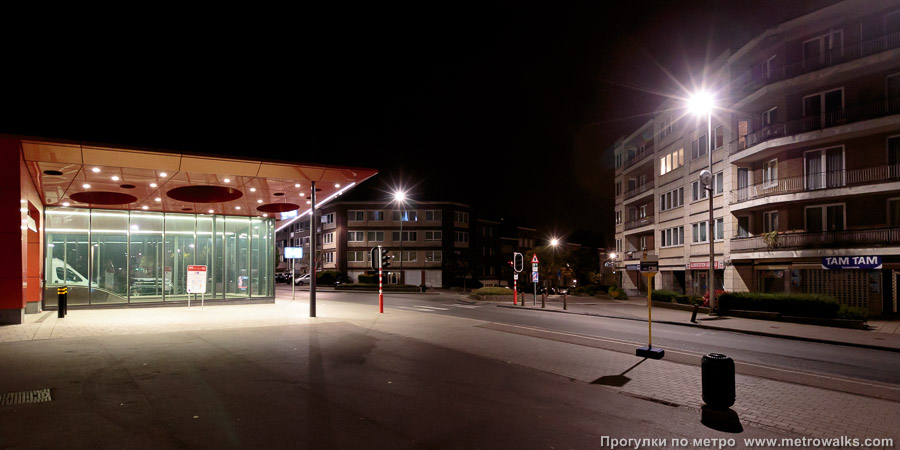 Станция Roi Baudouin / Koning Boudewijn [Руа́ Бодуэ́н / Конинг Баудэвейн] (линия 2 / 6, Брюссель). Общий вид окрестностей станции. Миндальный проспект (Avenue des Amandiers / Amandelbomenlaan).