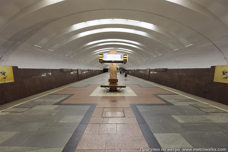Станция Кантемировская (Замоскворецкая линия, Москва). Продольный вид по оси станции.