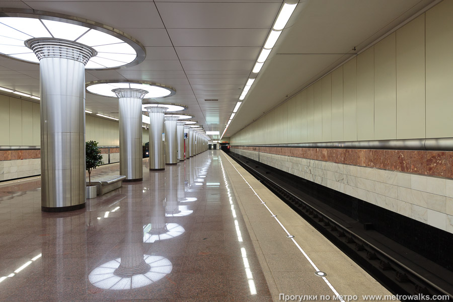 Станция Котельники (Таганско-Краснопресненская линия, Москва). Продольный вид вдоль края платформы.