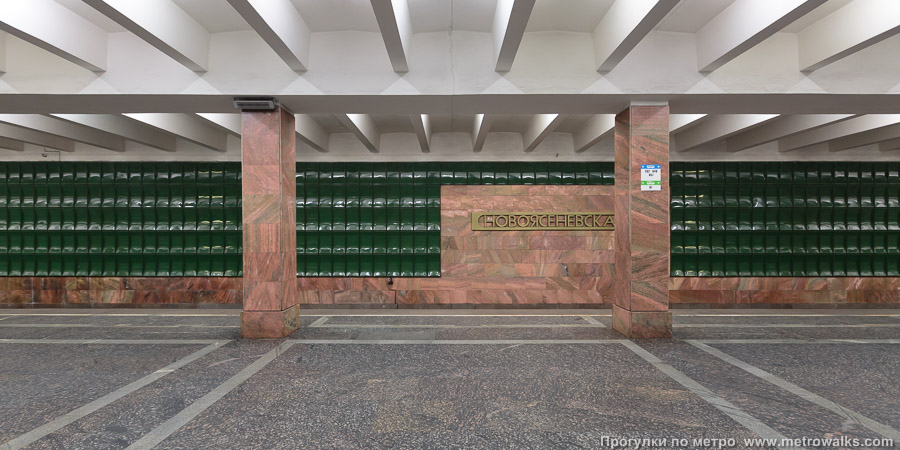 Станция Новоясеневская (Калужско-Рижская линия, Москва). Поперечный вид, проходы между колоннами из центрального зала на платформу.