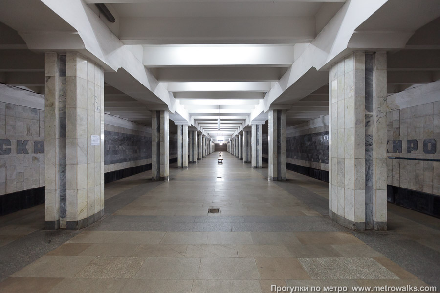 Станция Кировская (Автозаводско-Нагорная линия, Нижний Новгород). Продольный вид центрального зала.