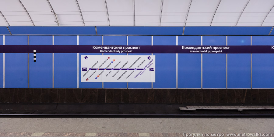 Станция Комендантский проспект (Фрунзенско-Приморская линия, Санкт-Петербург). Путевая стена.