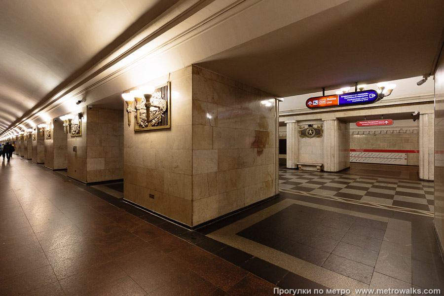 Станция Владимирская (Кировско-Выборгская линия, Санкт-Петербург). Вид на пилоны со стороны края платформы.