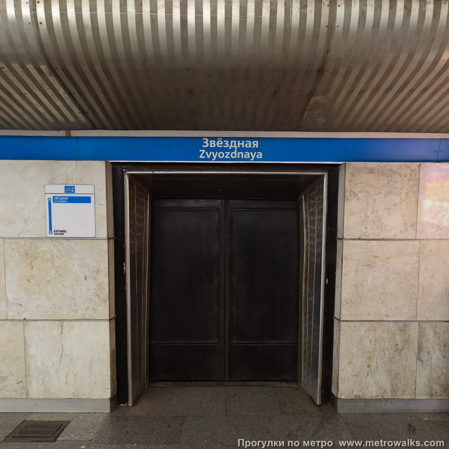Станция Звёздная (Московско-Петроградская линия, Санкт-Петербург). Двери к поездам крупным планом.