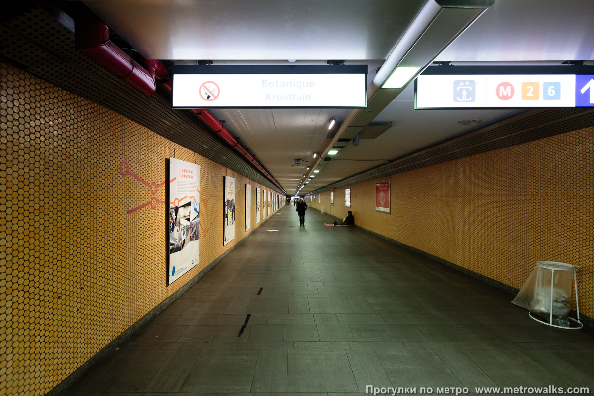 Фотография станции Botanique / Kruidtuin [Ботани́к / Кра́утаун] (линия 2 / 6, Брюссель). В подземном переходе.