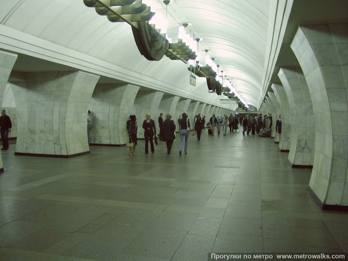 Фотография станции Чеховская (Серпуховско-Тимирязевская линия, Москва). Продольный вид центрального зала.