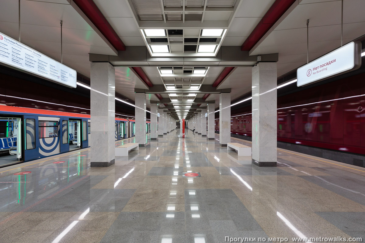 Фотография станции Коммунарка (Сокольническая линия, Москва). Продольный вид центрального зала.