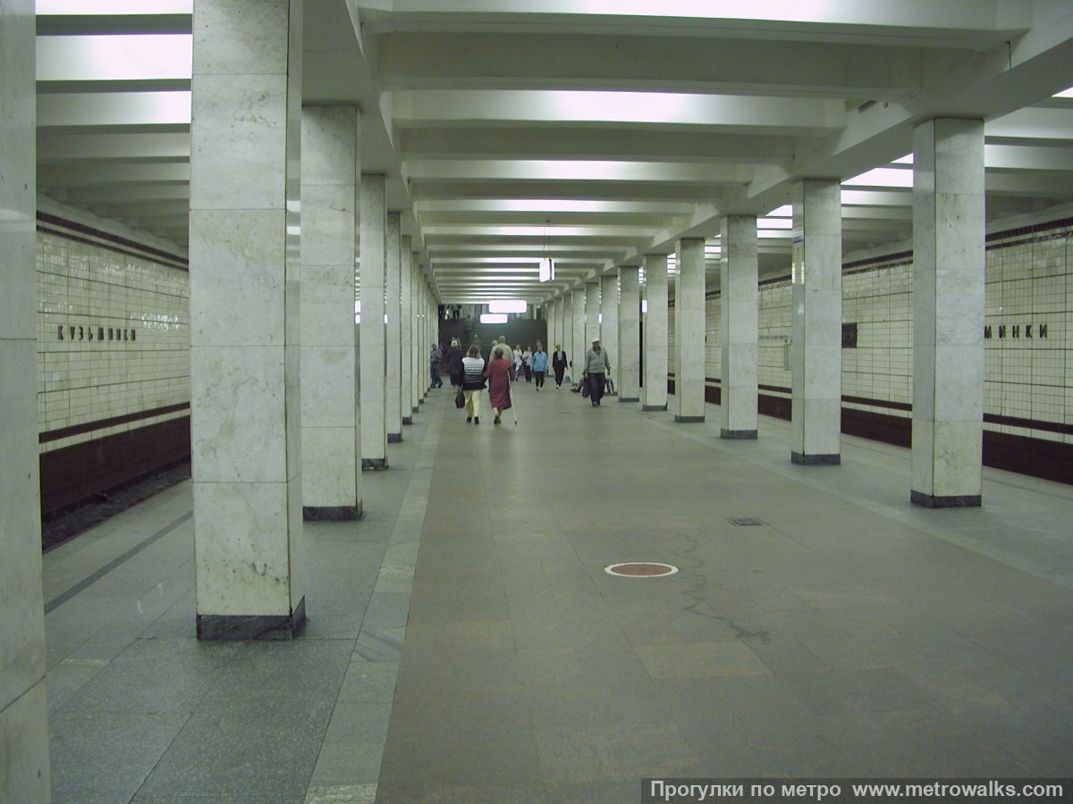 Фотография станции Кузьминки (Таганско-Краснопресненская линия, Москва). Продольный вид центрального зала.