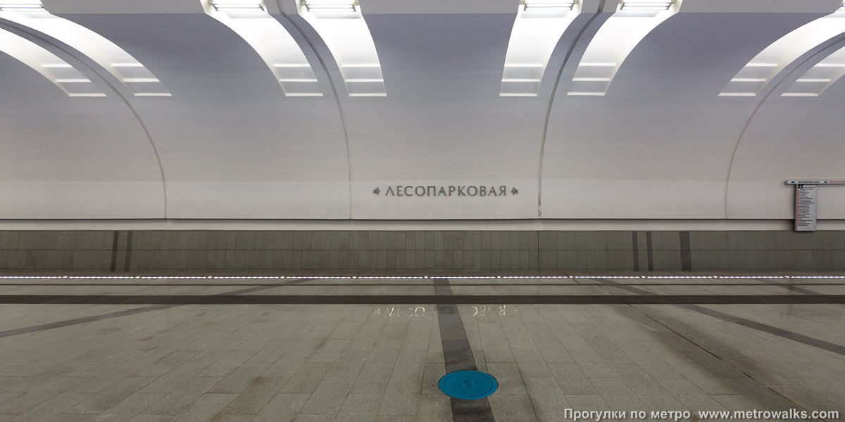 Фотография станции Лесопарковая (Бутовская линия, Москва). Поперечный вид.