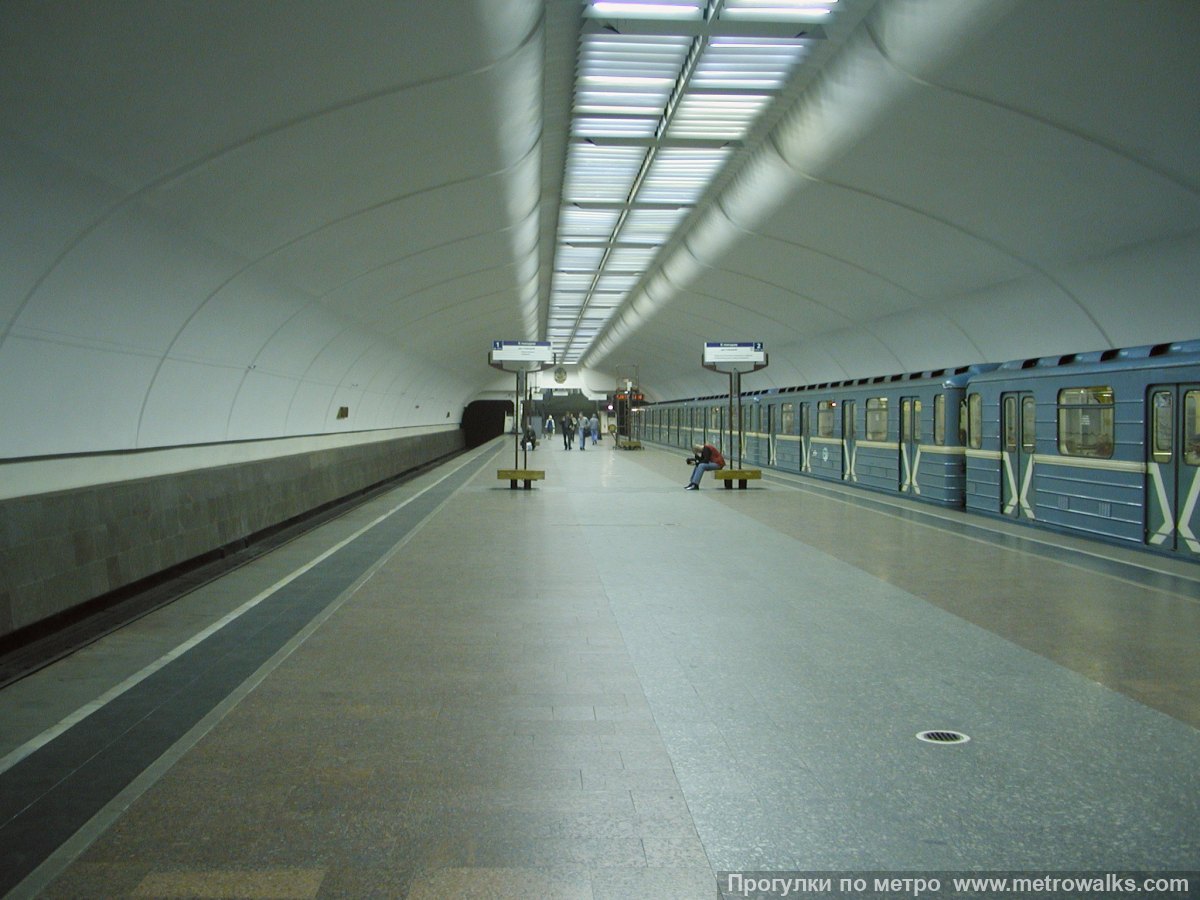 Фотография станции Люблино (Люблинско-Дмитровская линия, Москва). Продольный вид вдоль края платформы.