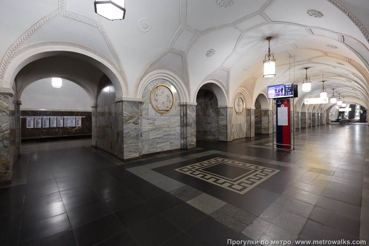 Фотография станции Парк культуры (Кольцевая линия, Москва). Вид по диагонали.