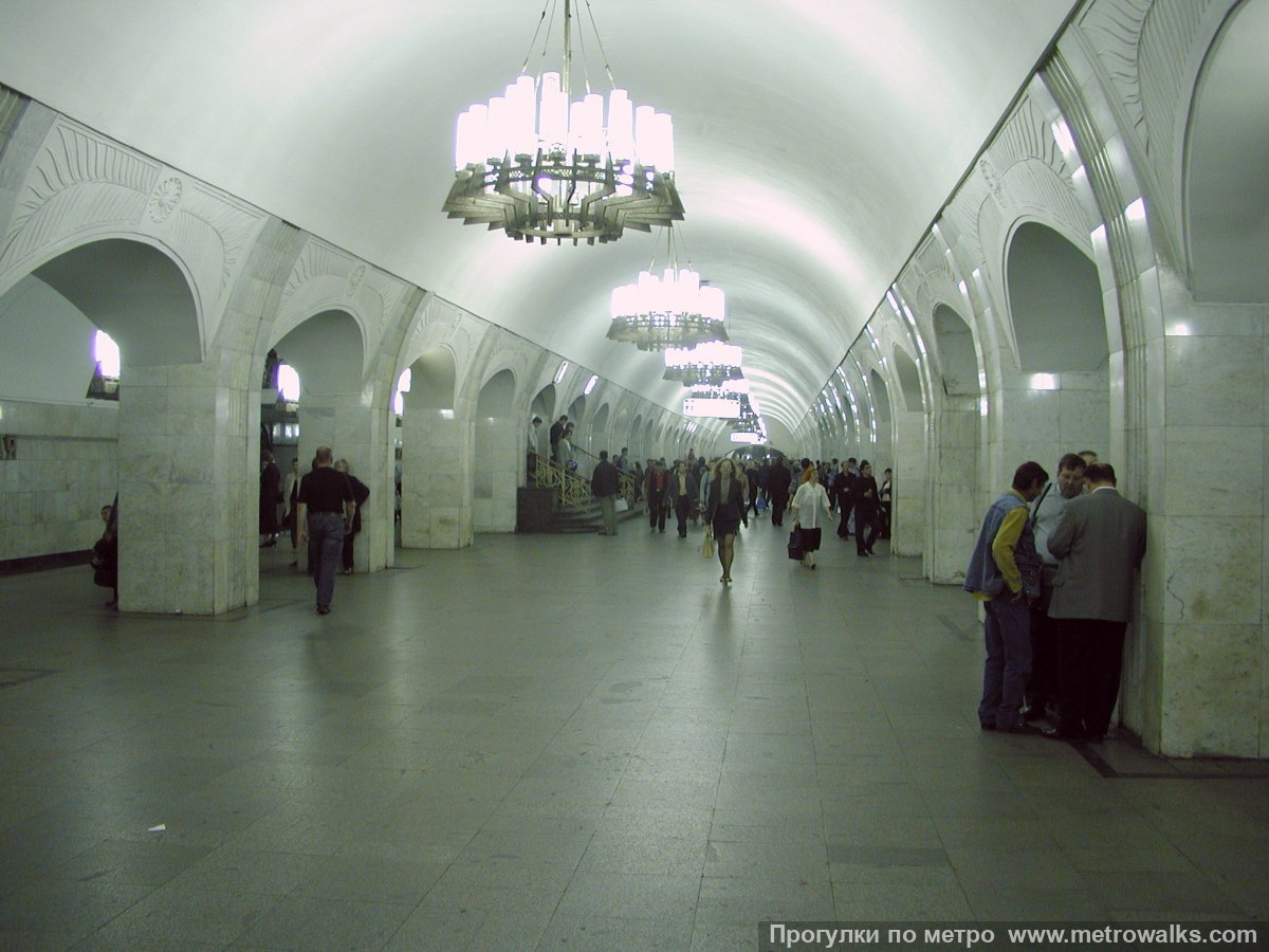 Фотография станции Пушкинская (Таганско-Краснопресненская линия, Москва). Продольный вид центрального зала.