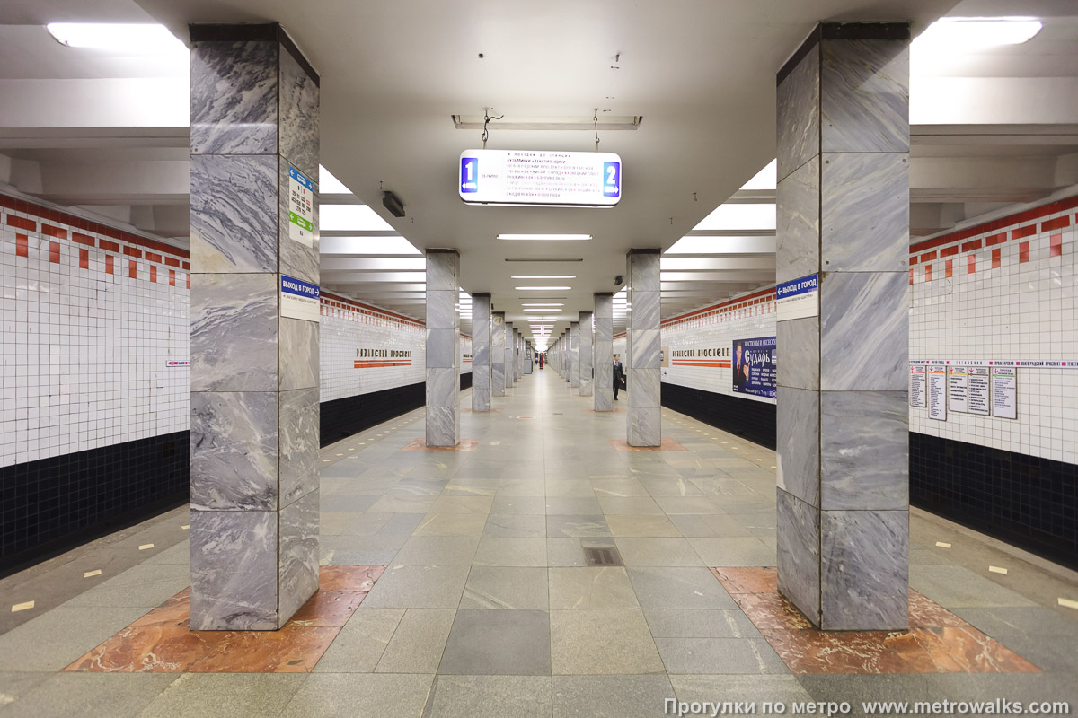 Фотография станции Рязанский проспект (Таганско-Краснопресненская линия, Москва). Продольный вид центрального зала.