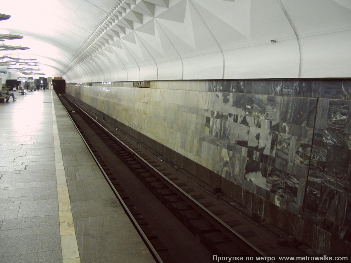 Фотография станции Тульская (Серпуховско-Тимирязевская линия, Москва). Продольный вид вдоль края платформы.