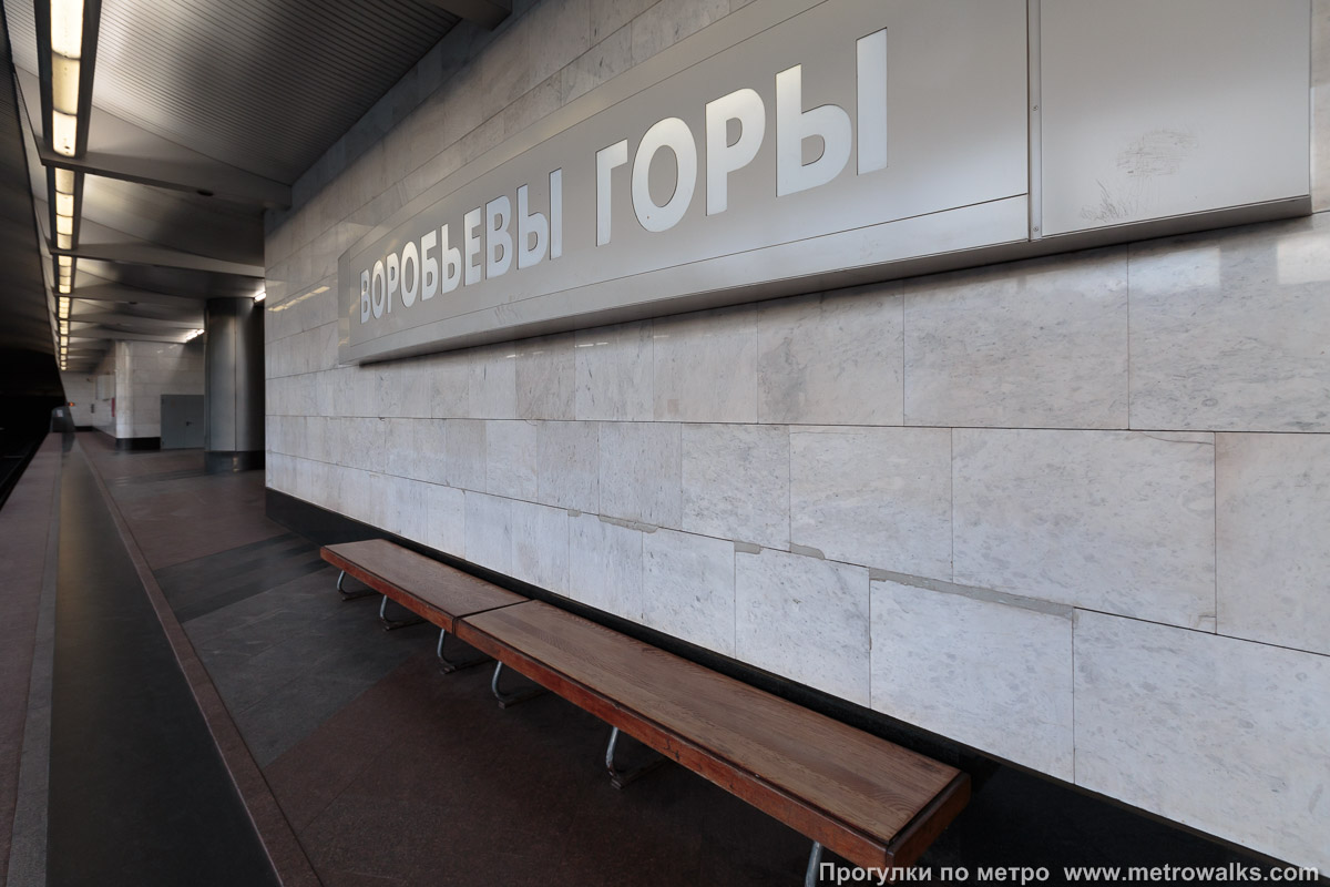 Фотография станции Воробьёвы горы (Сокольническая линия, Москва). Скамейка.