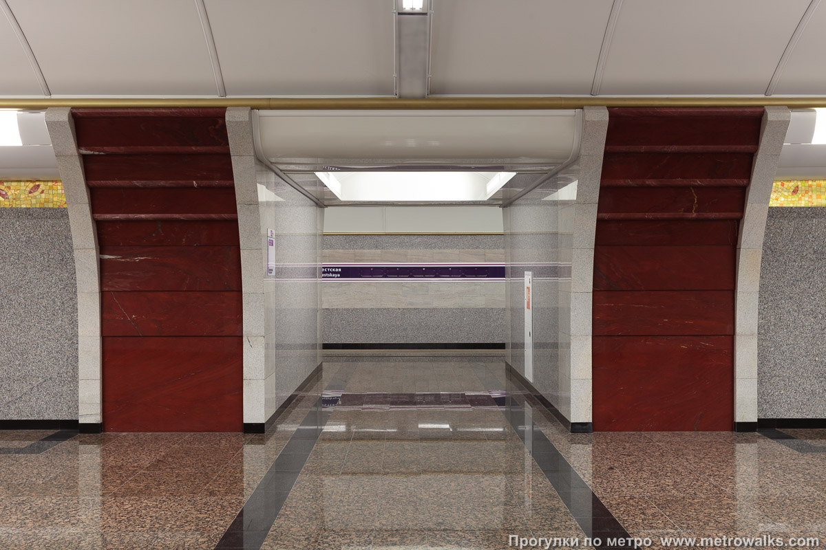 Фотография станции Бухарестская (Фрунзенско-Приморская линия, Санкт-Петербург). Проход между центральным залом и посадочными платформами крупным планом.