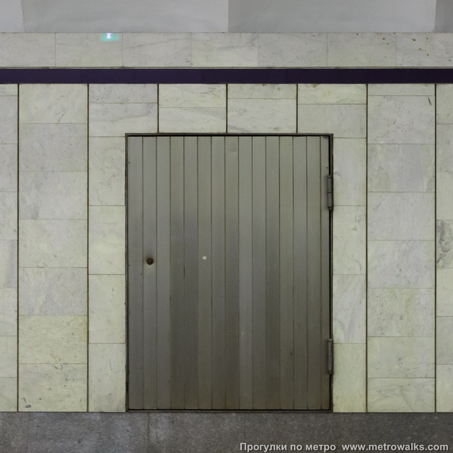 Фотография станции Чкаловская (Фрунзенско-Приморская линия, Санкт-Петербург). Декоративная технологическая дверь в стене.