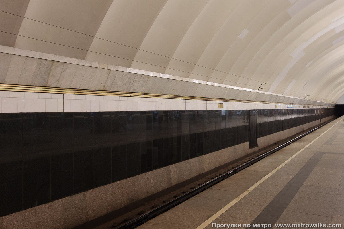 Фотография станции Чёрная речка (Московско-Петроградская линия, Санкт-Петербург). Край платформы, общий вид.