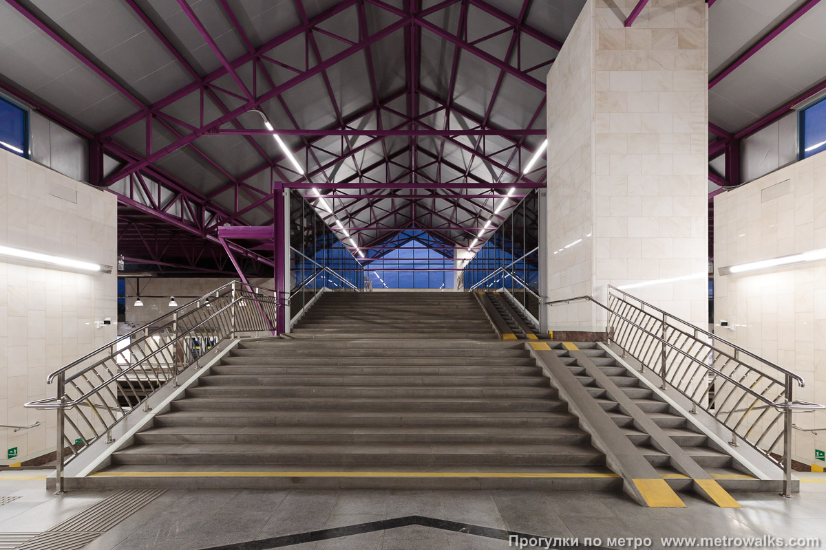 Фотография станции Шушары (Фрунзенско-Приморская линия, Санкт-Петербург). Лестница переходного мостика на противоположную платформу.