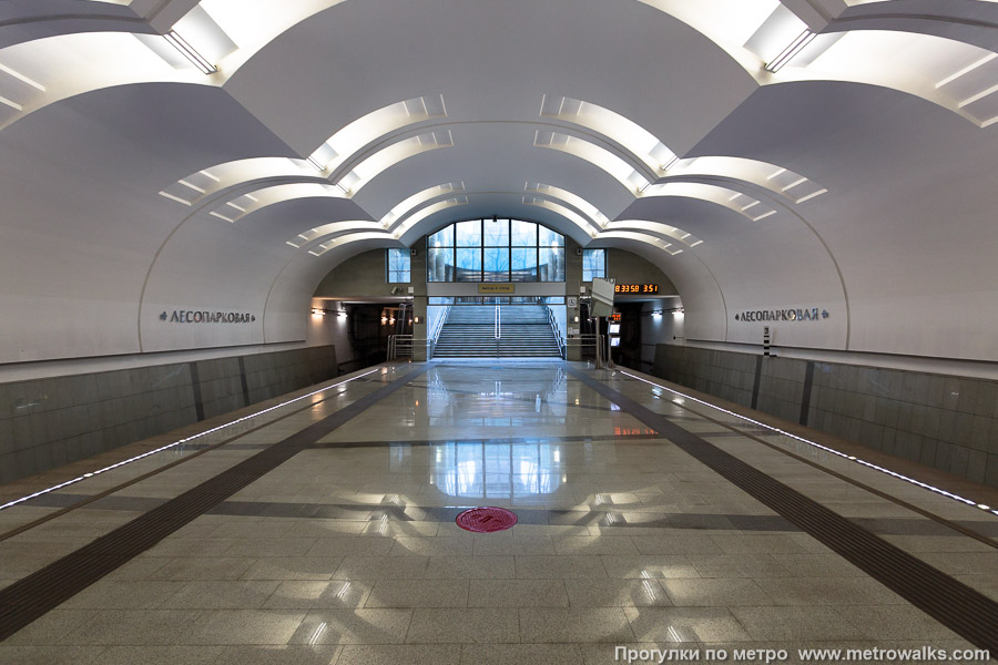 Станция Лесопарковая (Бутовская линия, Москва). Часть станции около выхода в город.