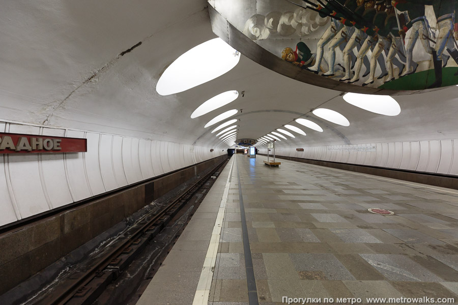 Станция Отрадное (Серпуховско-Тимирязевская линия, Москва). Край платформы, общий вид.