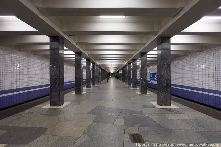 Станция Водный стадион (Замоскворецкая линия, Москва). Продольный вид центрального зала.