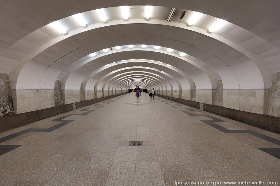 Станция Южная (Серпуховско-Тимирязевская линия, Москва). Продольный вид по оси станции.