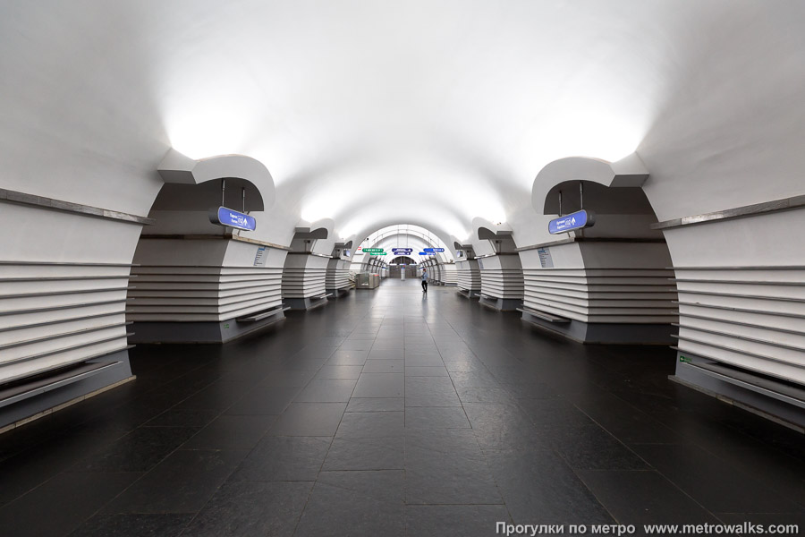 Станция Невский проспект (Московско-Петроградская линия, Санкт-Петербург). Продольный вид центрального зала.
