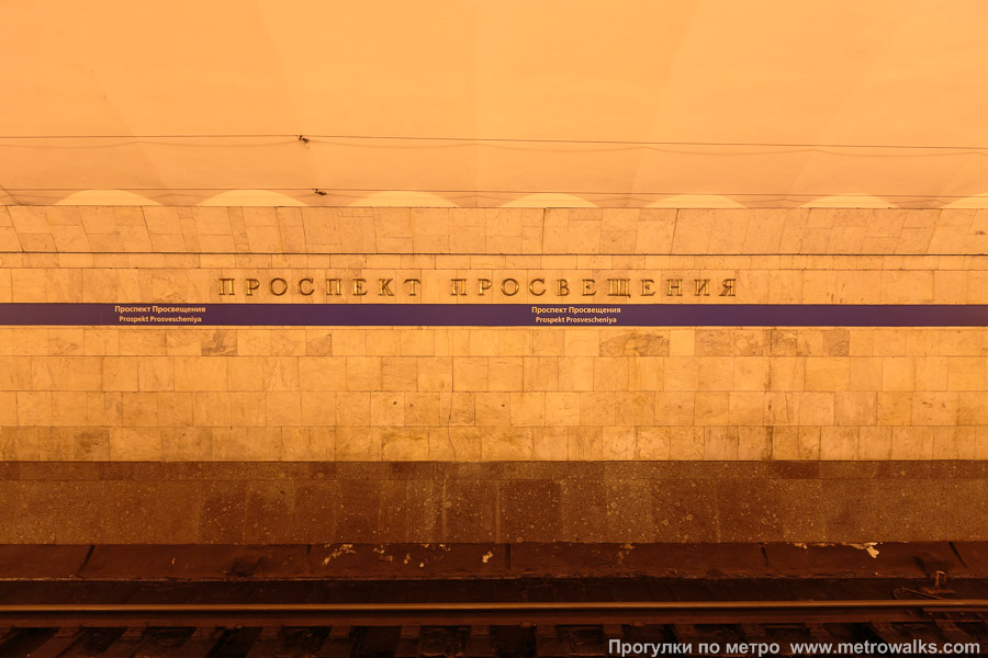 Станция Проспект Просвещения (Московско-Петроградская линия, Санкт-Петербург). Путевая стена.