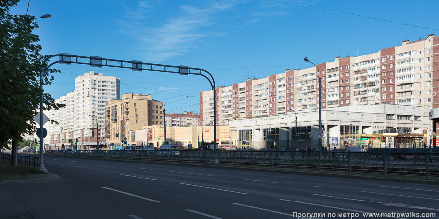 Станция Проспект Просвещения (Московско-Петроградская линия, Санкт-Петербург). Общий вид окрестностей станции. Проспект Энгельса.