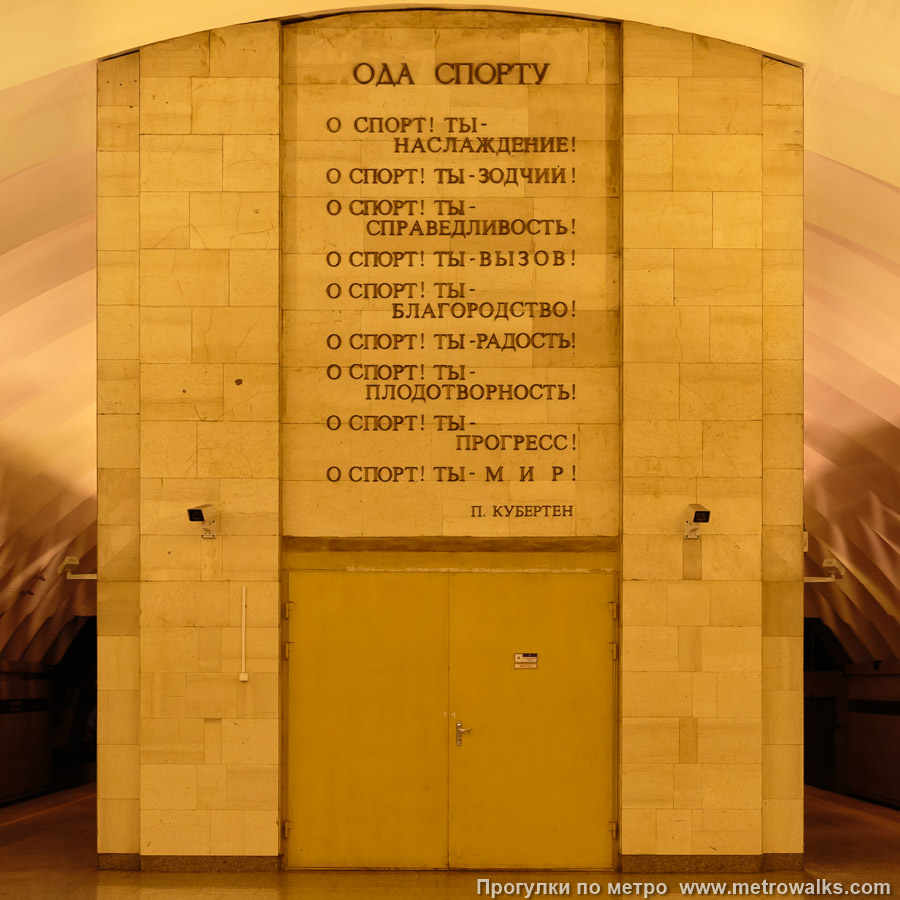 Станция Спортивная (Фрунзенско-Приморская линия, Санкт-Петербург). Глухой торец крупным планом.