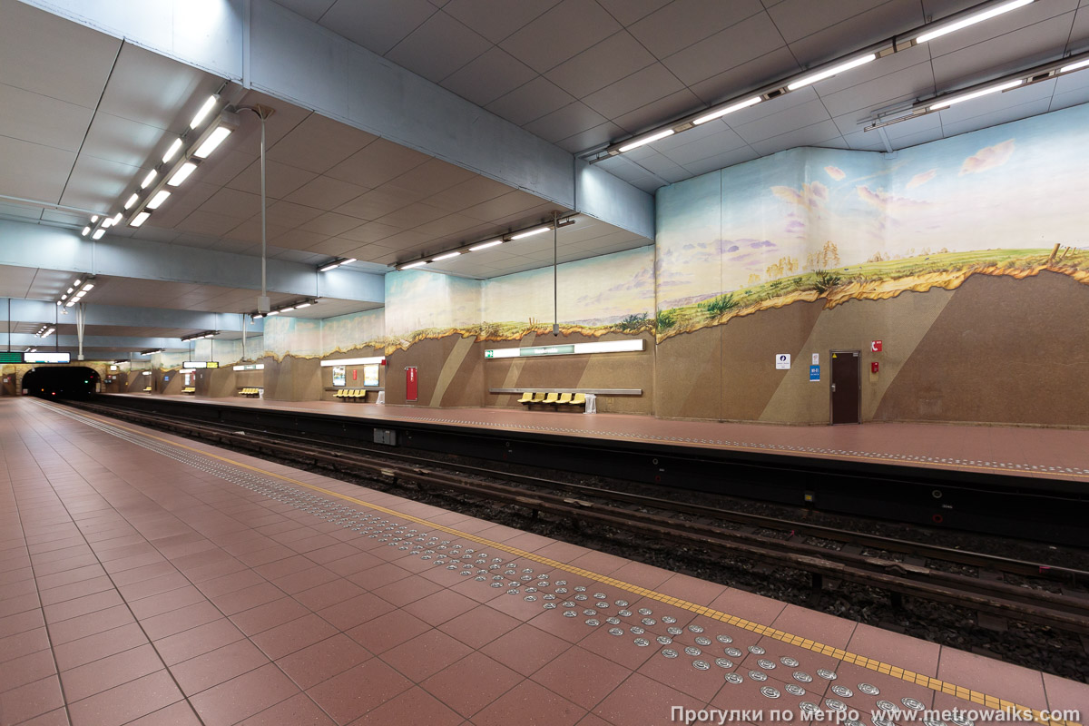 Фотография станции Vandervelde [Вандерве́лдэ] (линия 1, Брюссель). Вид по диагонали.