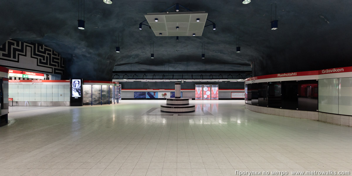 Фотография станции Ruoholahti / Gräsviken [Руо́хола́хти] (Хельсинки). Поперечный вид.