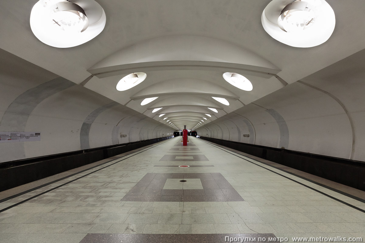 Фотография станции Алтуфьево (Серпуховско-Тимирязевская линия, Москва). Продольный вид по оси станции. Фотография станции Алтуфьево (Серпуховско-Тимирязевская линия, Москва). Продольный вид по оси станции.