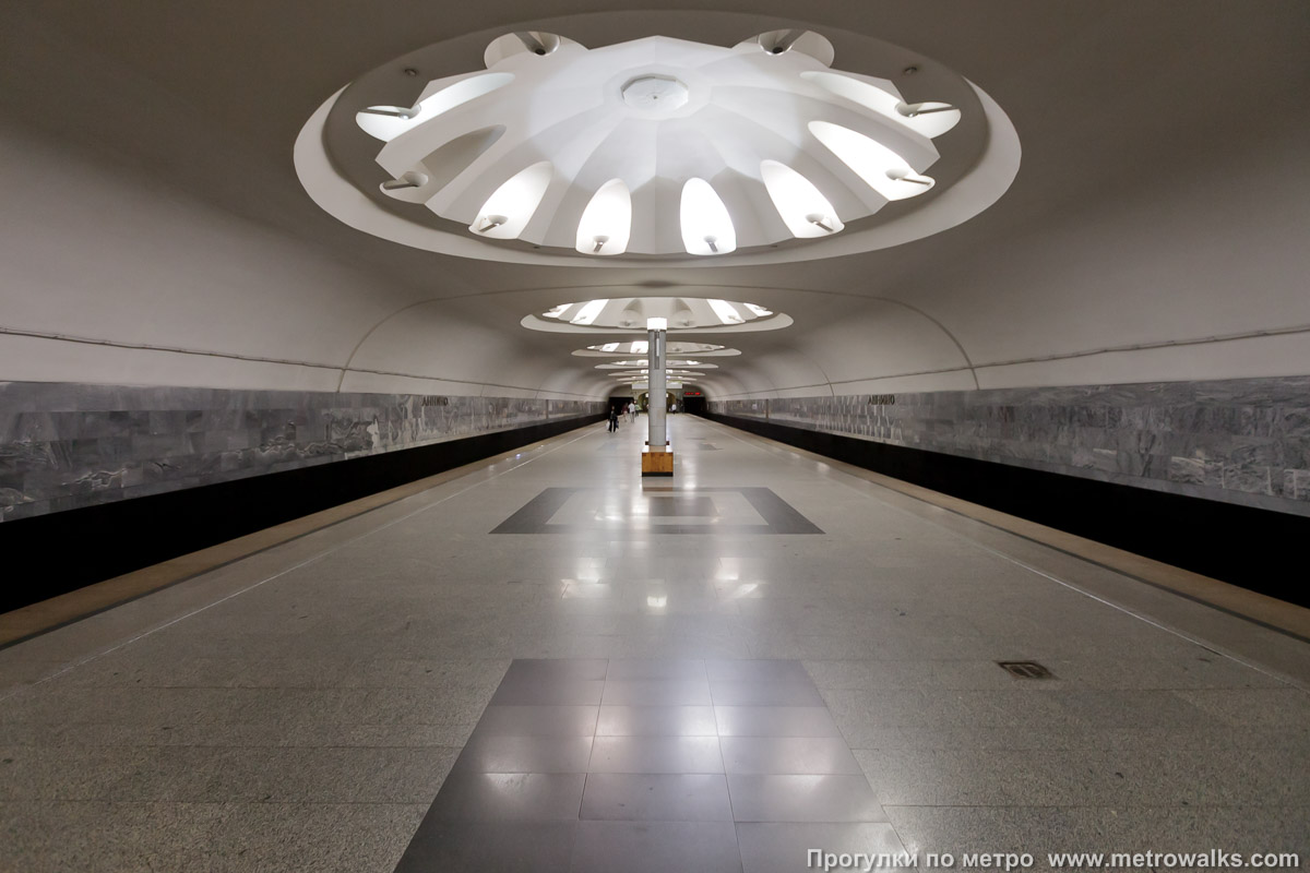 Фотография станции Аннино (Серпуховско-Тимирязевская линия, Москва). Продольный вид по оси станции.