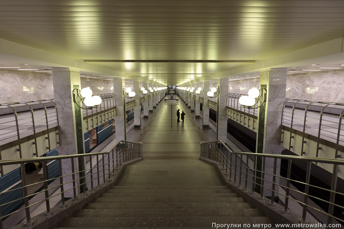 Фотография станции Бульвар Дмитрия Донского (Серпуховско-Тимирязевская линия, Москва). Спуск на станцию по лестнице.