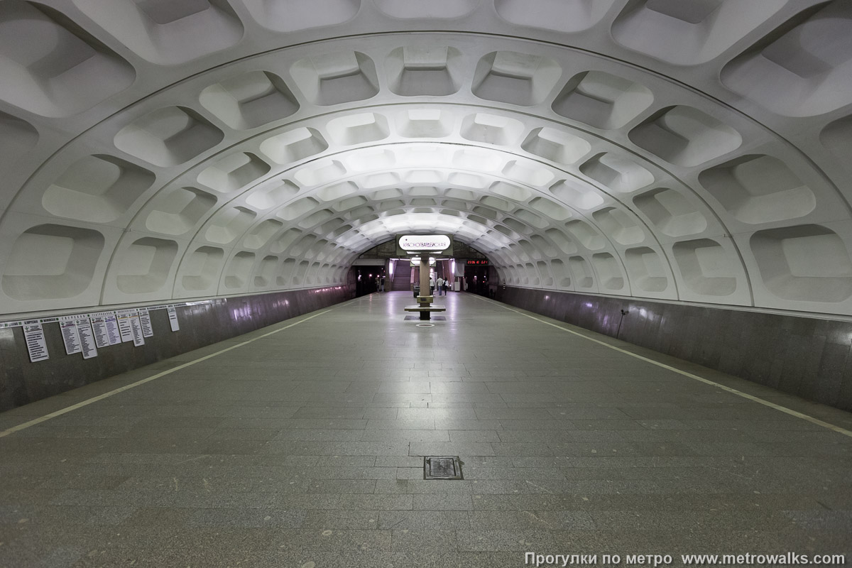 Фотография станции Красногвардейская (Замоскворецкая линия, Москва). Продольный вид по оси станции.