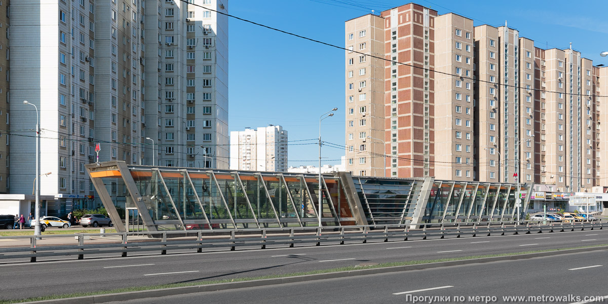 Фотография станции Лермонтовский проспект (Таганско-Краснопресненская линия, Москва). Вход на станцию осуществляется через подземный переход. Северо-западный вход — общий со станцией Косино.