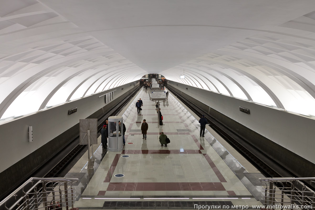 Фотография станции Митино (Арбатско-Покровская линия, Москва). Спуск на станцию по лестнице.
