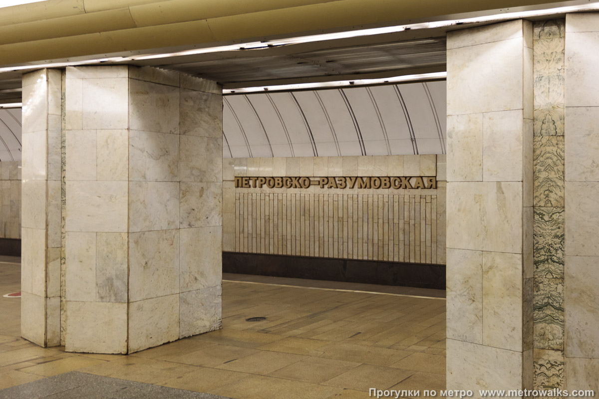 Фотография станции Петровско-Разумовская (Люблинско-Дмитровская линия, Москва) — первый зал. Проход между центральным залом и посадочными платформами крупным планом.