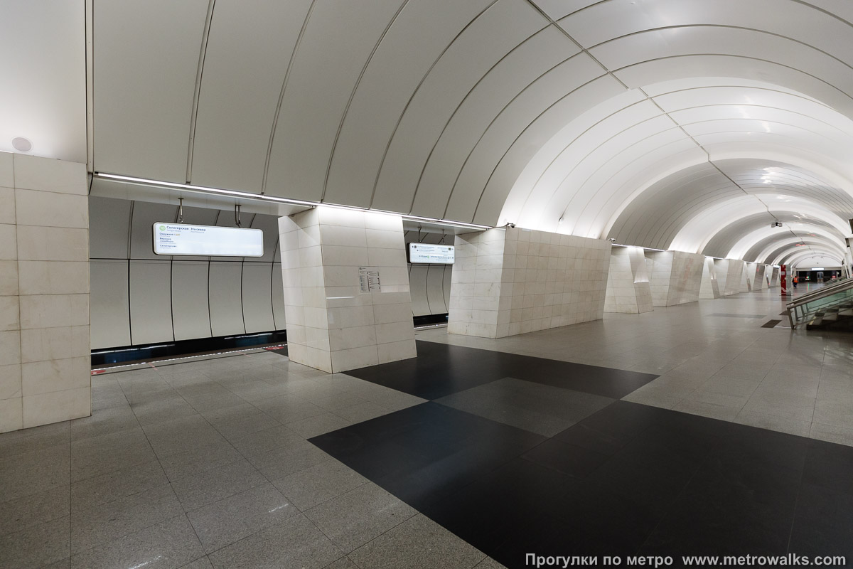 Фотография станции Петровско-Разумовская (Серпуховско-Тимирязевская линия, Москва) — второй зал. Вид по диагонали.