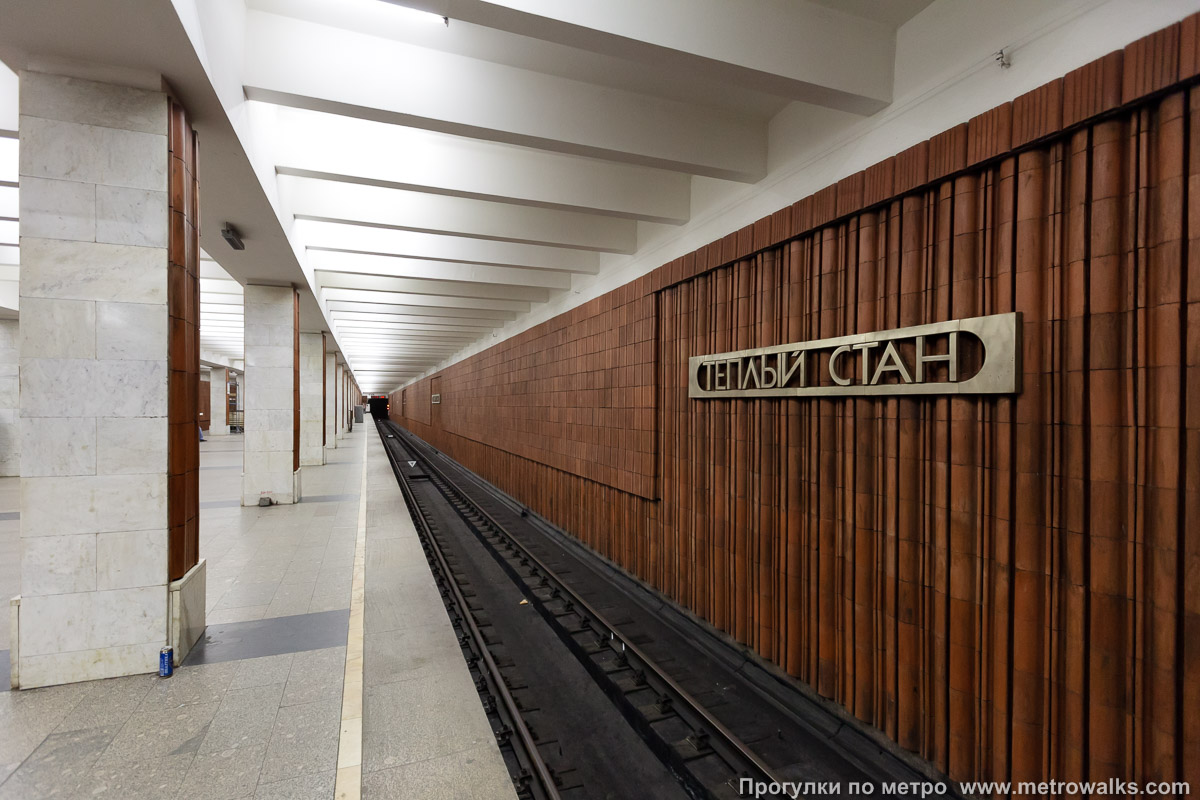 Фотография станции Тёплый Стан (Калужско-Рижская линия, Москва). Боковой зал станции и посадочная платформа, общий вид.