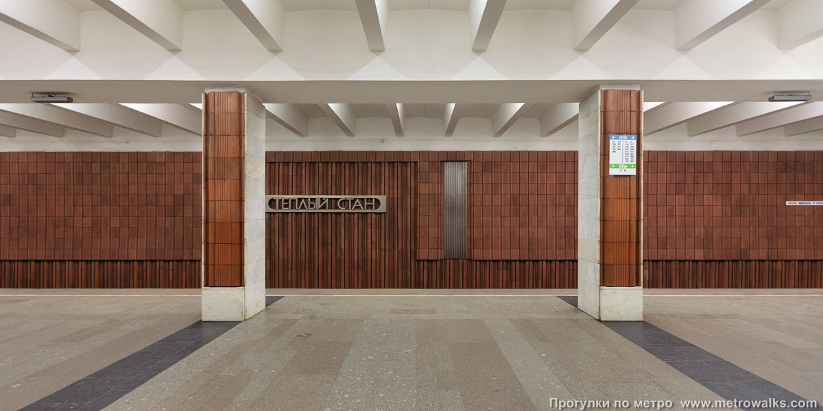 Фотография станции Тёплый Стан (Калужско-Рижская линия, Москва). Поперечный вид, проходы между колоннами из центрального зала на платформу.