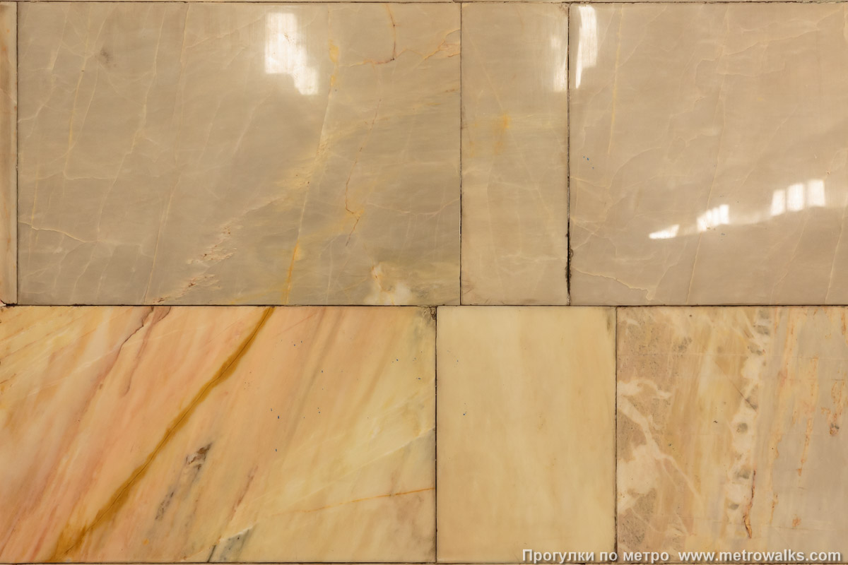 Фотография станции Гражданский проспект (Кировско-Выборгская линия, Санкт-Петербург). Фрагмент облицовки колонны крупным планом.