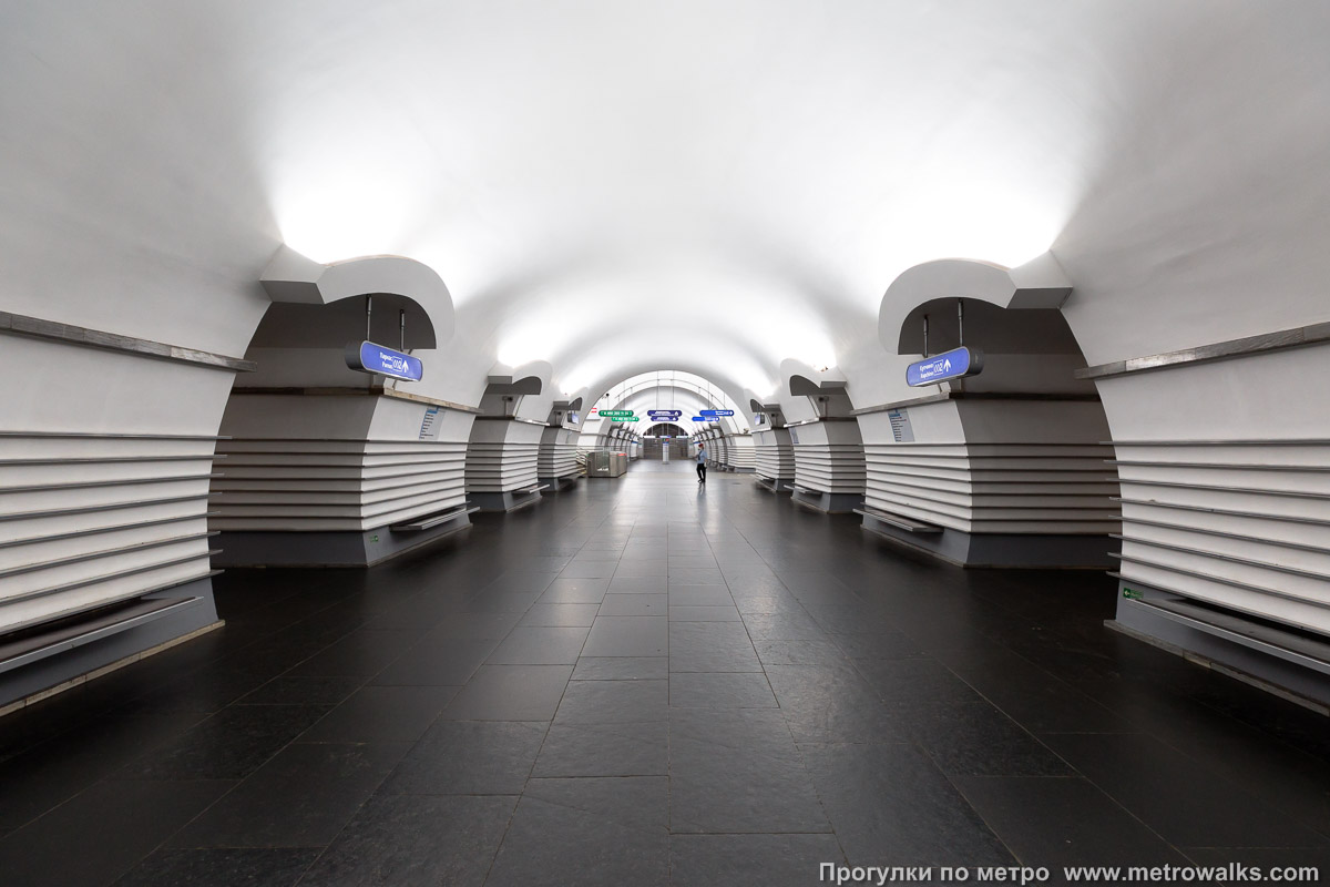 Фотография станции Невский проспект (Московско-Петроградская линия, Санкт-Петербург). Продольный вид центрального зала.